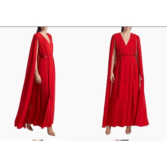 Alice + Olivia Zenaida Maxi Cape Dress Size US 14 $895 - Picture 1 of 10